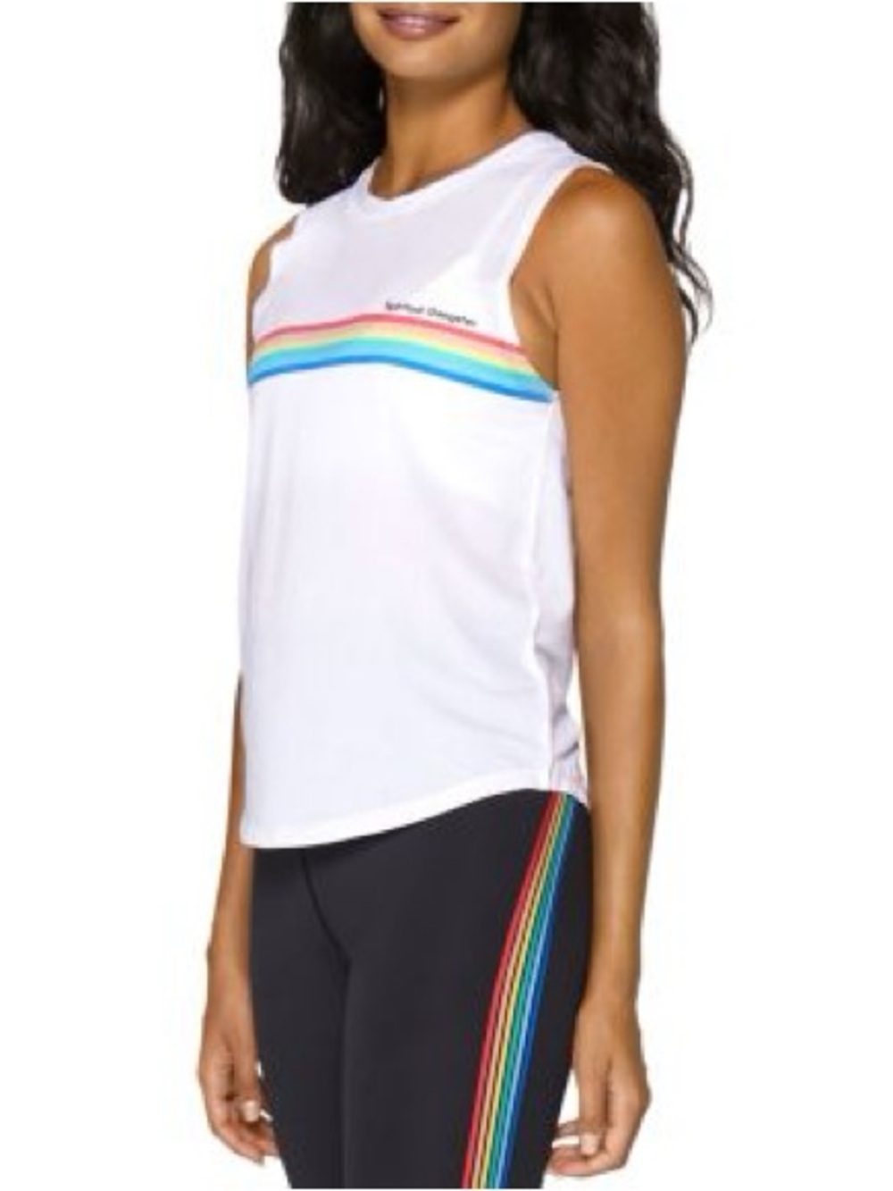 Spiritual Gangster Rainbow Stripe Tank Top M